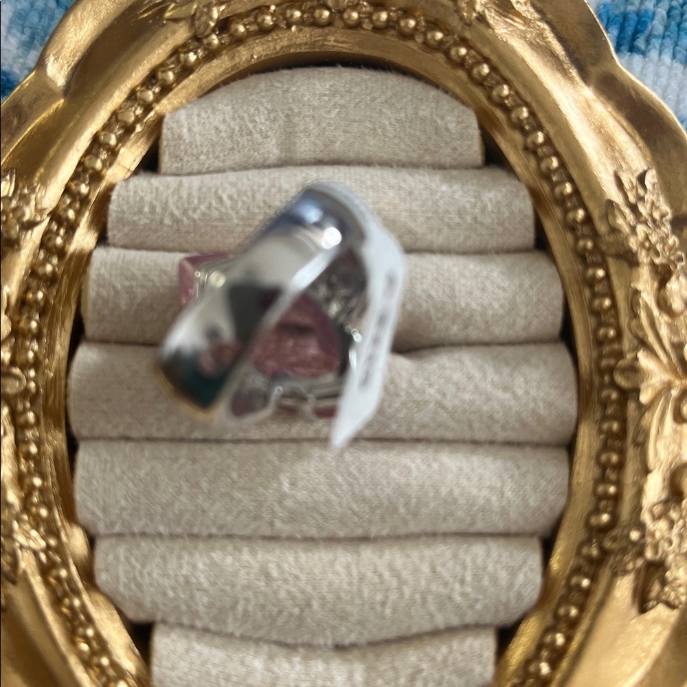 Elegant Pink Marquise Cut Ring, Rhodium Electroplate - Picture 3 of 3